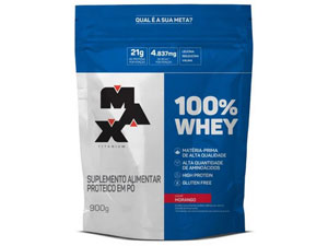 100% WHEY 900g - REFIL (MORANGO)